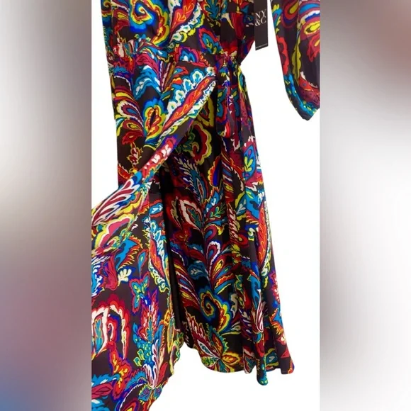 NY & Co PRINT WRAP DRESS XXL PIT TO PIT 20”-21” LENGTH 45” RETAIL $80 NWT - Picture 3 of 7